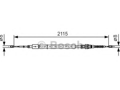 Cablu, frana de parcare PEUGEOT 307 Estate (3E) (2002 - 2020) BOSCH 1 987 477 775