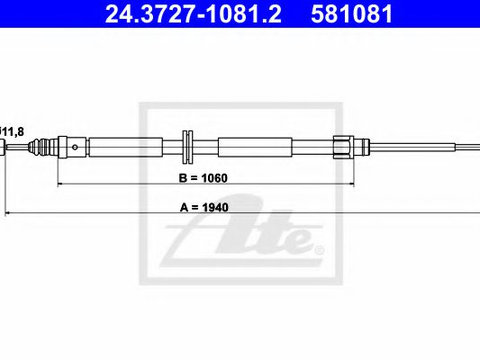 Cablu, frana de parcare RENAULT MEGANE III Grandtour (KZ0/1) (2008 - 2020) ATE 24.3727-1081.2