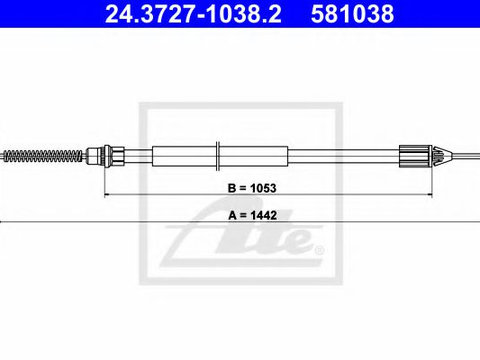 Cablu, frana de parcare RENAULT TWINGO I (C06) (1993 - 2012) ATE 24.3727-1038.2 piesa NOUA