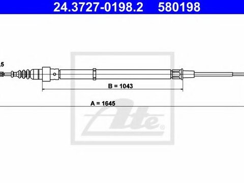 Cablu, frana de parcare SEAT CORDOBA (6L2) (2002 - 2009) ATE 24.3727-0198.2 piesa NOUA