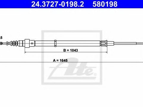 Cablu, frana de parcare SEAT IBIZA IV (6L1) (2002 - 2009) ATE 24.3727-0198.2 piesa NOUA