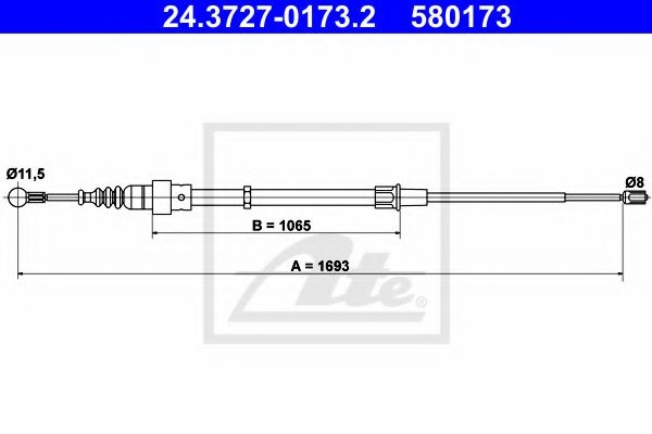 Cablu, frana de parcare SEAT LEON (1M1) (1999 - 2006) ATE 24.3727-0173.2 piesa NOUA