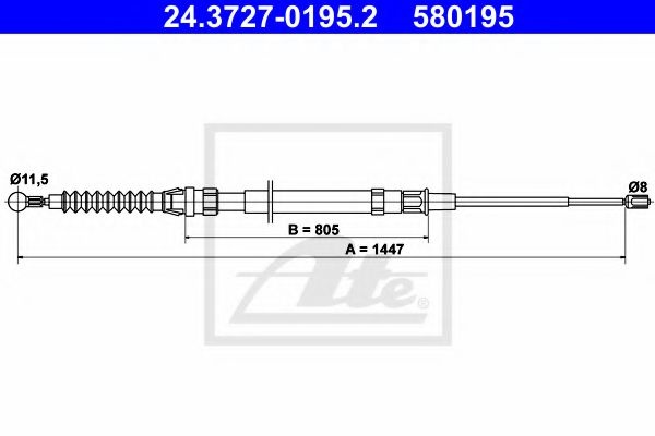 Cablu, frana de parcare SEAT LEON (1P1) (2005 - 2012) ATE 24.3727-0195.2 piesa NOUA