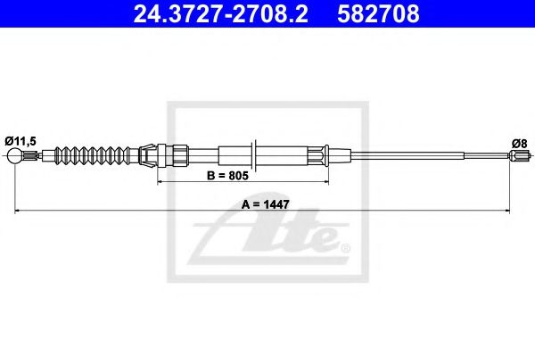 Cablu, frana de parcare SEAT LEON (1P1) (2005 - 2012) ATE 24.3727-2708.2 piesa NOUA