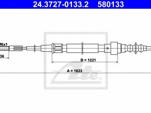 Cablu, frana de parcare SEAT TOLEDO (1L), VW GOLF Mk II (19E, 1G1), VW JETTA Mk II (19E, 1G2, 165) - ATE 24.3727-0133.2