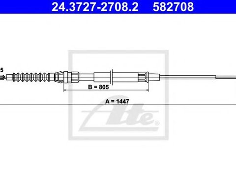 Cablu, frana de parcare SKODA OCTAVIA II (1Z3) (2004 - 2013) ATE 24.3727-2708.2 piesa NOUA