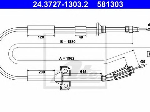 Cablu, frana de parcare VOLVO V70 II (SW) (2000 - 2007) ATE 24.3727-1303.2 piesa NOUA