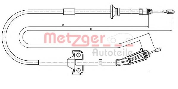 Cablu, frana de parcare VOLVO V70 XC, VOLVO XC90 I combi - METZGER 10.8189