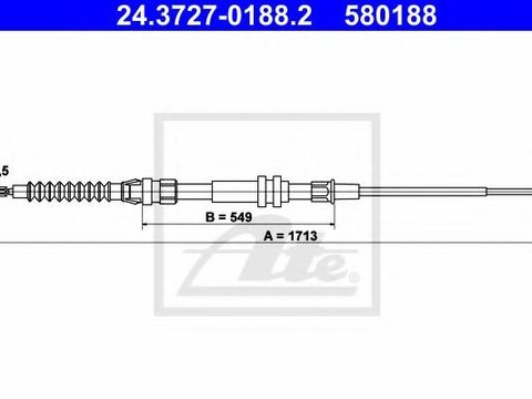 Cablu, frana de parcare VW CADDY III caroserie (2KA, 2KH, 2CA, 2CH), VW CADDY III combi (2KB, 2KJ, 2CB, 2CJ) - ATE 24.3727-0188.2