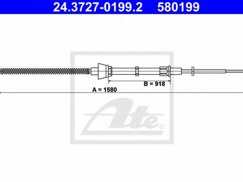 Cablu, frana de parcare VW FOX (5Z1, 5Z3) (2003 - 2020) ATE 24.3727-0199.2
