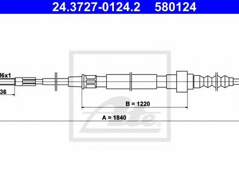 Cablu, frana de parcare VW GOLF Mk II (19E, 1G1), VW JETTA Mk II (19E, 1G2, 165) - ATE 24.3727-0124.2