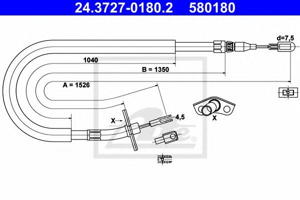 Cablu, frana de parcare VW LT II bus (2DB, 2DE, 2DK) (1996 - 2006) ATE 24.3727-0180.2 piesa NOUA