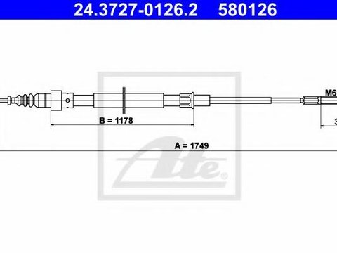Cablu, frana de parcare VW PASSAT (3A2, 35I), VW PASSAT Variant (3A5, 35I) - ATE 24.3727-0126.2