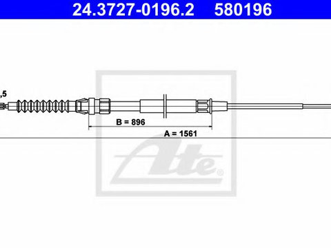 Cablu, frana de parcare VW TOURAN (1T1, 1T2) (2003 - 2010) ATE 24.3727-0196.2