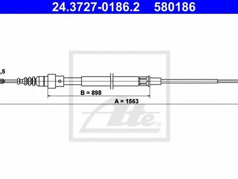 Cablu, frana de parcare VW TOURAN (1T1, 1T2) (2003 - 2010) ATE 24.3727-0186.2 piesa NOUA