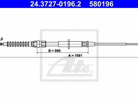 Cablu, frana de parcare VW TOURAN (1T3) (2010 - 2015) ATE 24.3727-0196.2