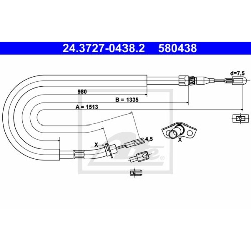 Cablu frana mana Mercedes-Benz Sprinter (901, 902, 903), Vw Lt 28 2 Ate 24372704382, parte montare : spate