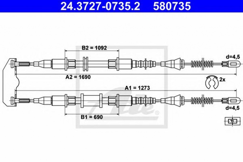 Cablu frana mana OPEL ASTRA F 56 57 ATE 24372707352