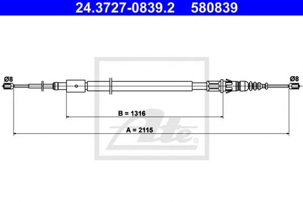 Cablu frana mana PEUGEOT 307 SW 3H ATE 24372708392