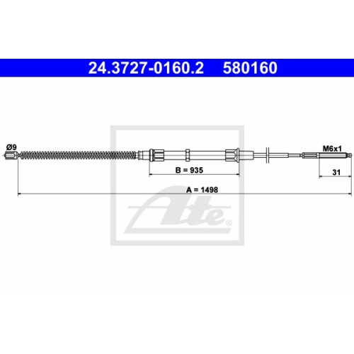 Cablu frana mana Vw Golf 3 (1h1), Vento (1h2), Ate 24372701602, parte montare : Spate