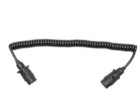 Cablu spiral 2.5m cu 2 stechere tata din plastic, 7 pini pentru priza auto remorca AL-010822-7