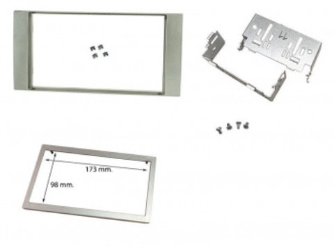 Cadru radio 2DIN cu console metalice + rama (173×98 mm) Ford 2005- argintiu