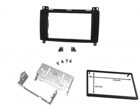 Cadru radio 2DIN cu console metalice + rama (173×103mm) Mercedes, VW 2005-