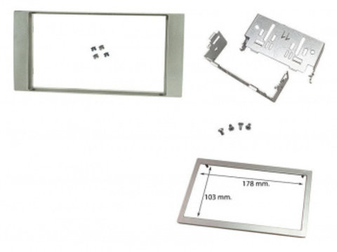 Cadru radio 2DIN cu console metalice + rama radio (173×103 mm) Ford 2005- argintiu