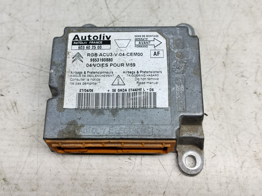 Calculator airbag 603602500 Peugeot Partner [facelift] [2002 - 2012] 1.9 d DW8B
