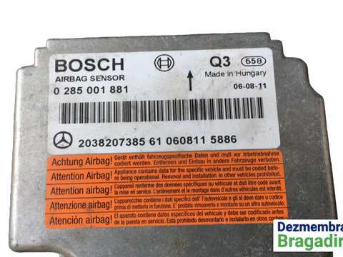 Calculator airbag Cod: 2038207385 Mercedes-Benz C-Class W203/S203/CL203 [facelift] [2004 - 2007] Sedan 4-usi C 180 Kompressor MT (143 hp)