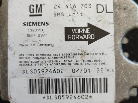 Calculator airbag Opel Astra g 24416703