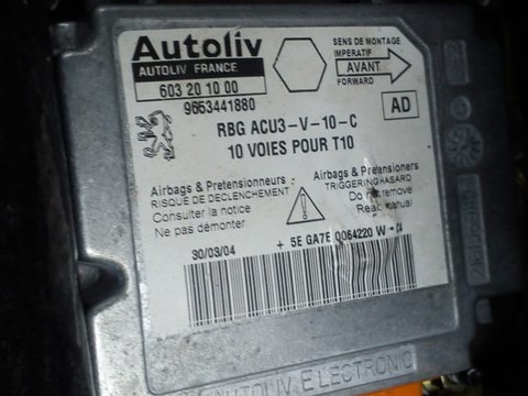 Calculator airbag Peugeot 206 1,4 hdi, cod 603201000, 9653441880, RBG ACU3-V-10-C