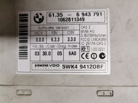 Calculator Confort BMW Seria 3 E90, E91, Seria 1 E81 87 , cod 6135-6943791 , 6 943 791