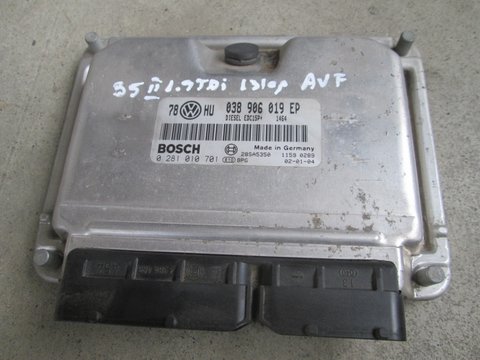 Calculator ECU 038906019EP / EDC15P+ / 0281010701 Passat B5 1.9 TDI 131cp AVF 2001 2002 2003 2004