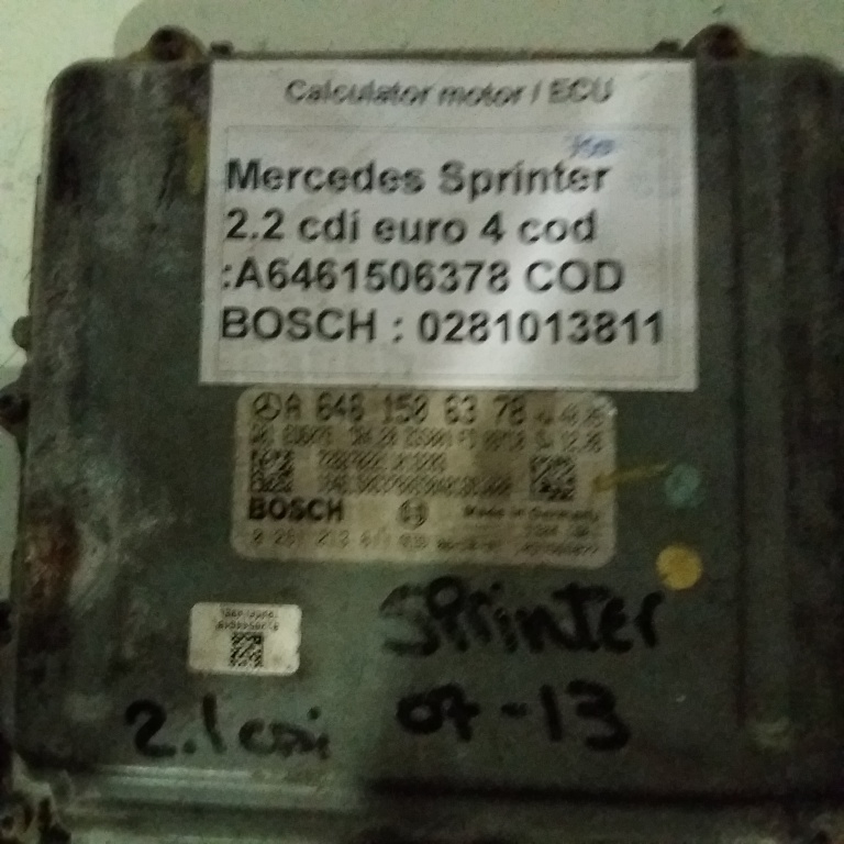 CALCULATOR ECU MERCEDES SPRINTER 2.2CDI AN 2007, 2008, 2008 COD A6461506378 COD BOSCH 0281013811