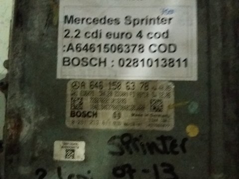 CALCULATOR ECU MERCEDES SPRINTER 2.2CDI AN 2007, 2008, 2008 COD A6461506378 COD BOSCH 0281013811