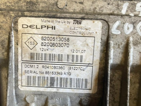 Calculator ECU motor Dacia Logan 1.5 dci diesel cod 8200513058 8200603070 DMC1 2 TRW Delphi 2007