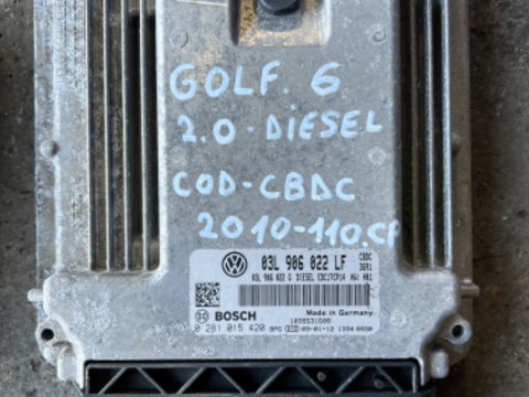 Calculator ECU Motor Volkswagen VW Golf 6 2.0 Diesel Cod CBD 110 CP 03L906022LF / 0281015420