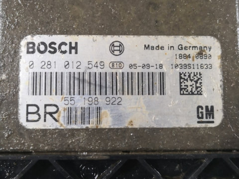 Calculator ECU OPEL ASTRA H (L48, A04) [ 2004 - 2014 ] CDTI (Z 19 DT) 88KW|120HP BOSCH 55198922 OEM 0281012549