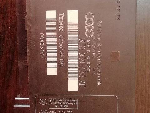 Calculator modul confort Audi A4 B7 2007 2,0 D cod 8E0959433AE