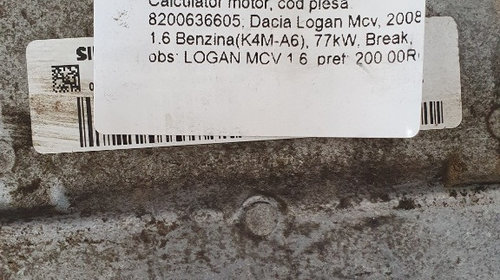 Calculator Motor DACIA LOGAN 1.6 77KW 82