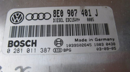 Calculator motor ECU 0281011387 Audi A6 