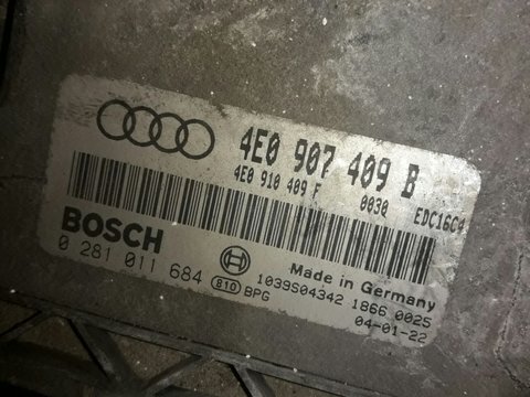 Calculator motor ecu 0281011684 4e0907409b audi a8 4.0tdi biturbo ASE 2002-2010 quattro 275hp