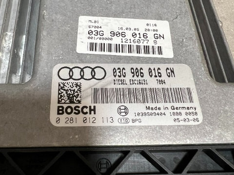 Calculator Motor ECU Audi A4 B7 BLB cod 03G906016GN,03G 906 016 GN Cod Bosch 0281012113