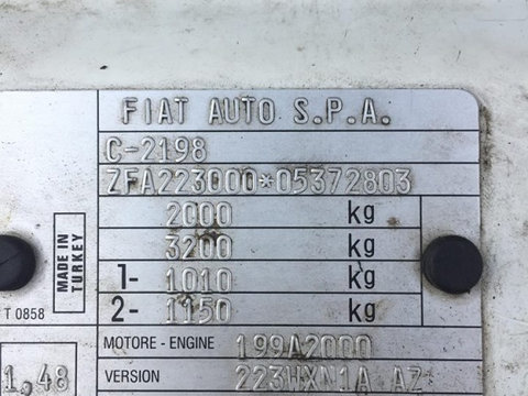 Calculator motor ECU Fiat Doblo 1.3 55kw 75cp 199A2000