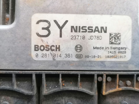 Calculator motor Ecu Nissan Qashqai 0281014361 23710 JD78D
