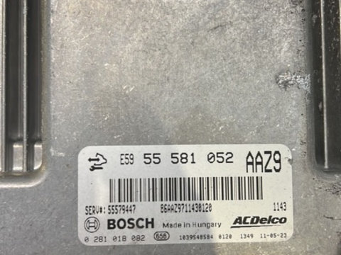 Calculator motor ECU Opel Astra J 2011 1.3 cdti cod 55 581 052 / cod BOSCH 0 281 018 082