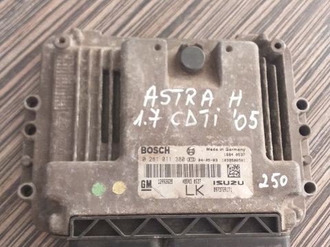 Calculator motor Opel Astra H 1.7 CDTI, an fabricatie 2005, cod. 0 281 011 380