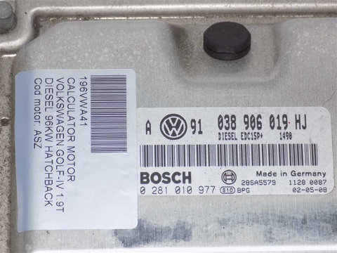 CALCULATOR MOTOR VW GOLF-IV / 038 906 019 HJ