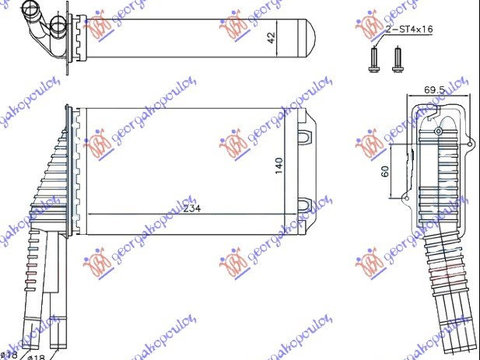 Calorifer habitaclu -AC (235x140x42) CITROEN C1 06-12 CITROEN C1 12-14 PEUGEOT 107 06-12